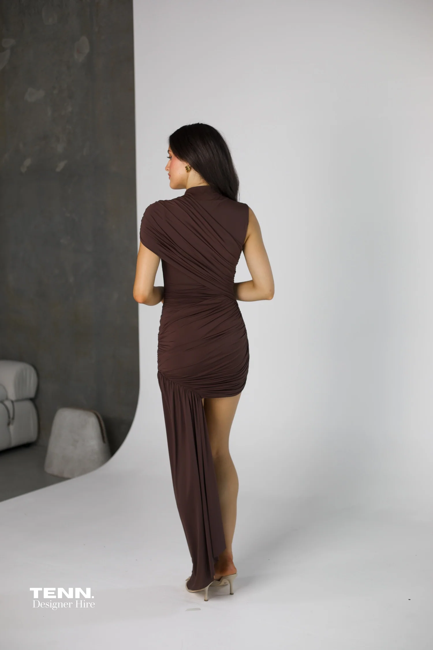Ravenna Mini Dress - Chocolate - Image 4