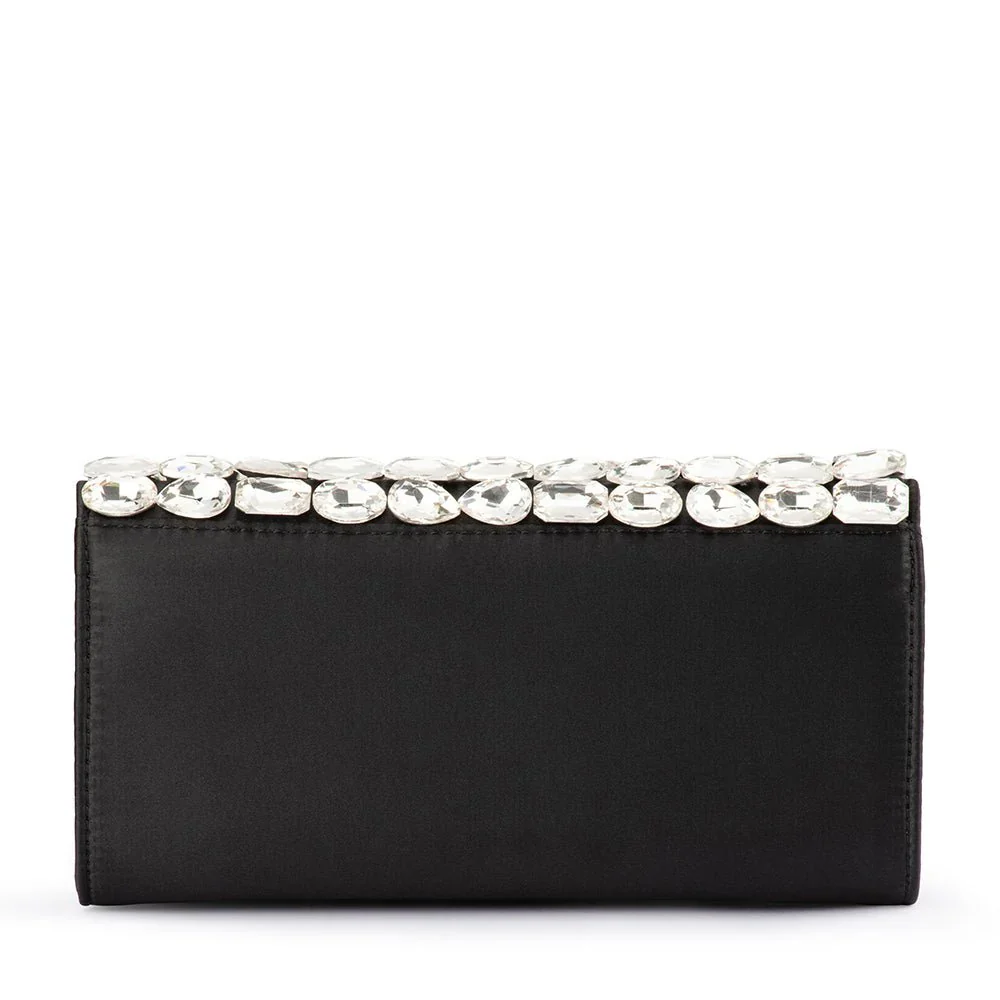 Renata Crystal Encrusted Clutch - Black/Silver - Image 4
