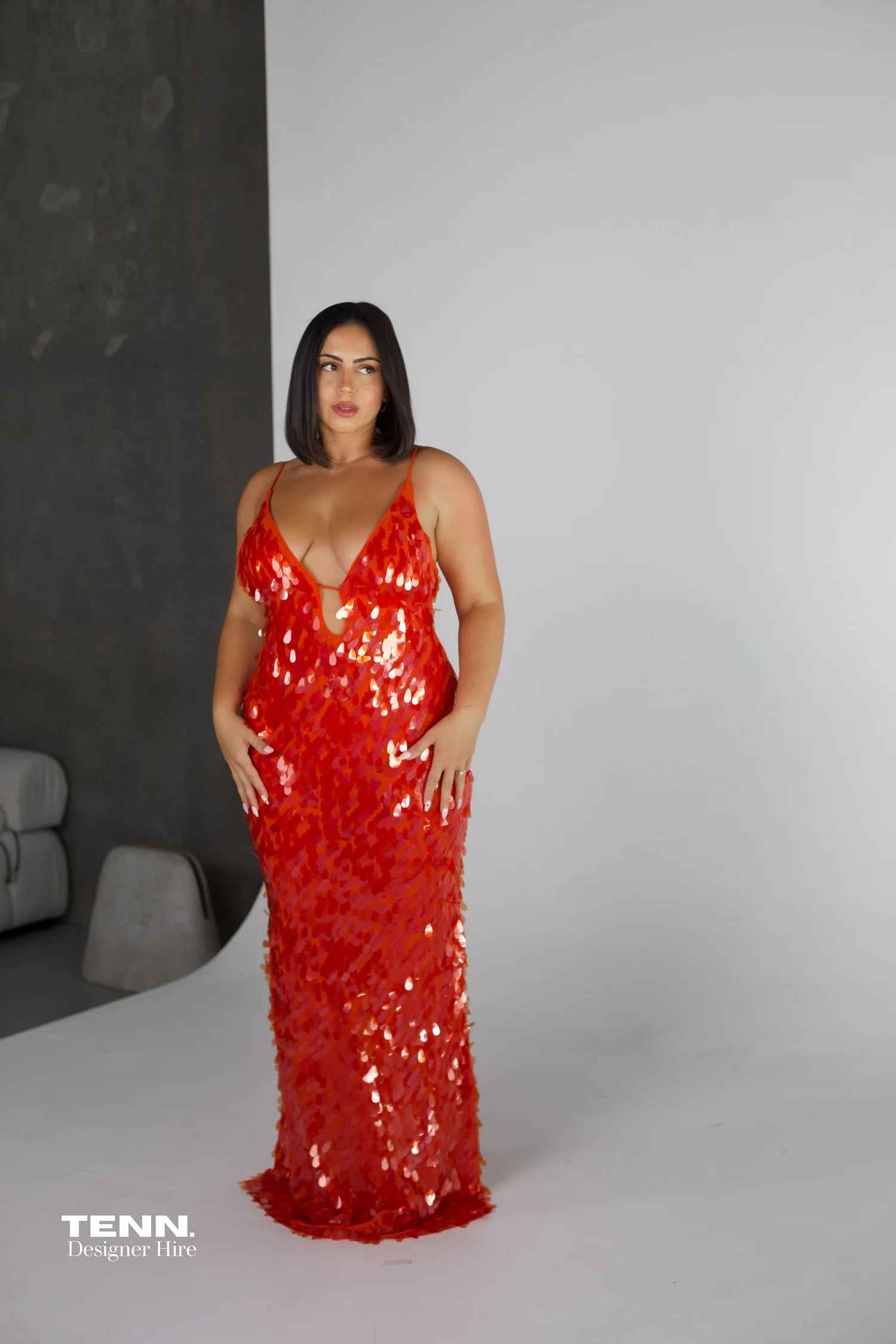 SAPPHIRE SEQUIN MAXI DRESS - Red