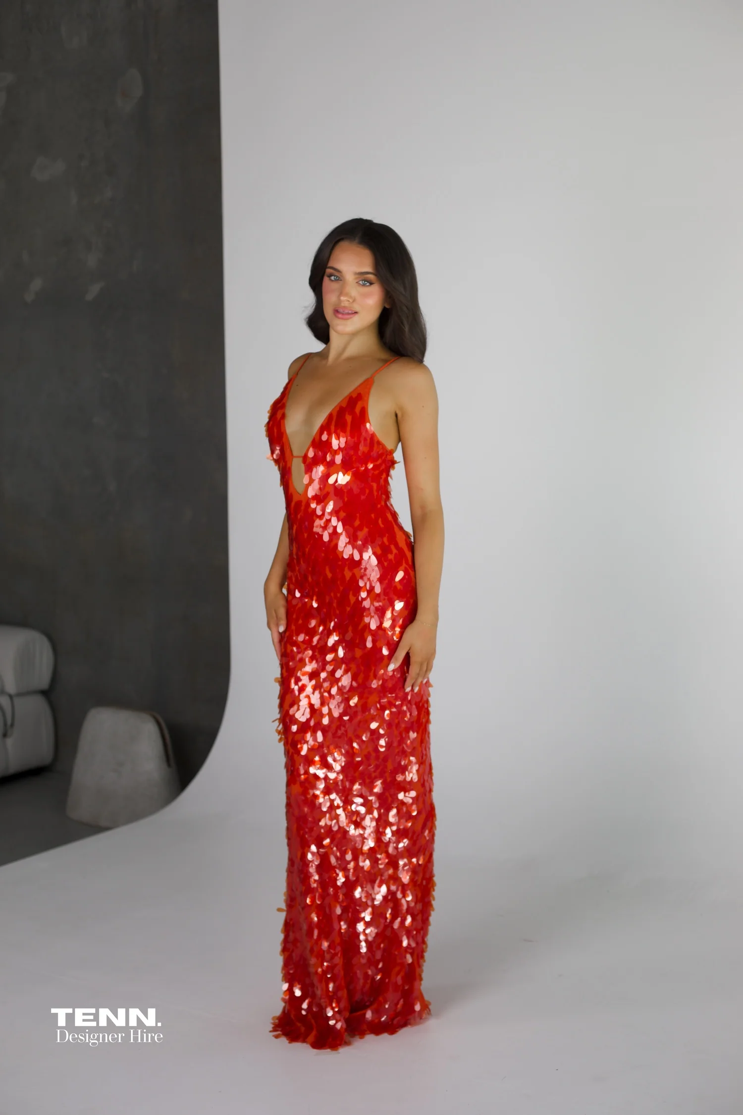 SAPPHIRE SEQUIN MAXI DRESS - Red - Image 4