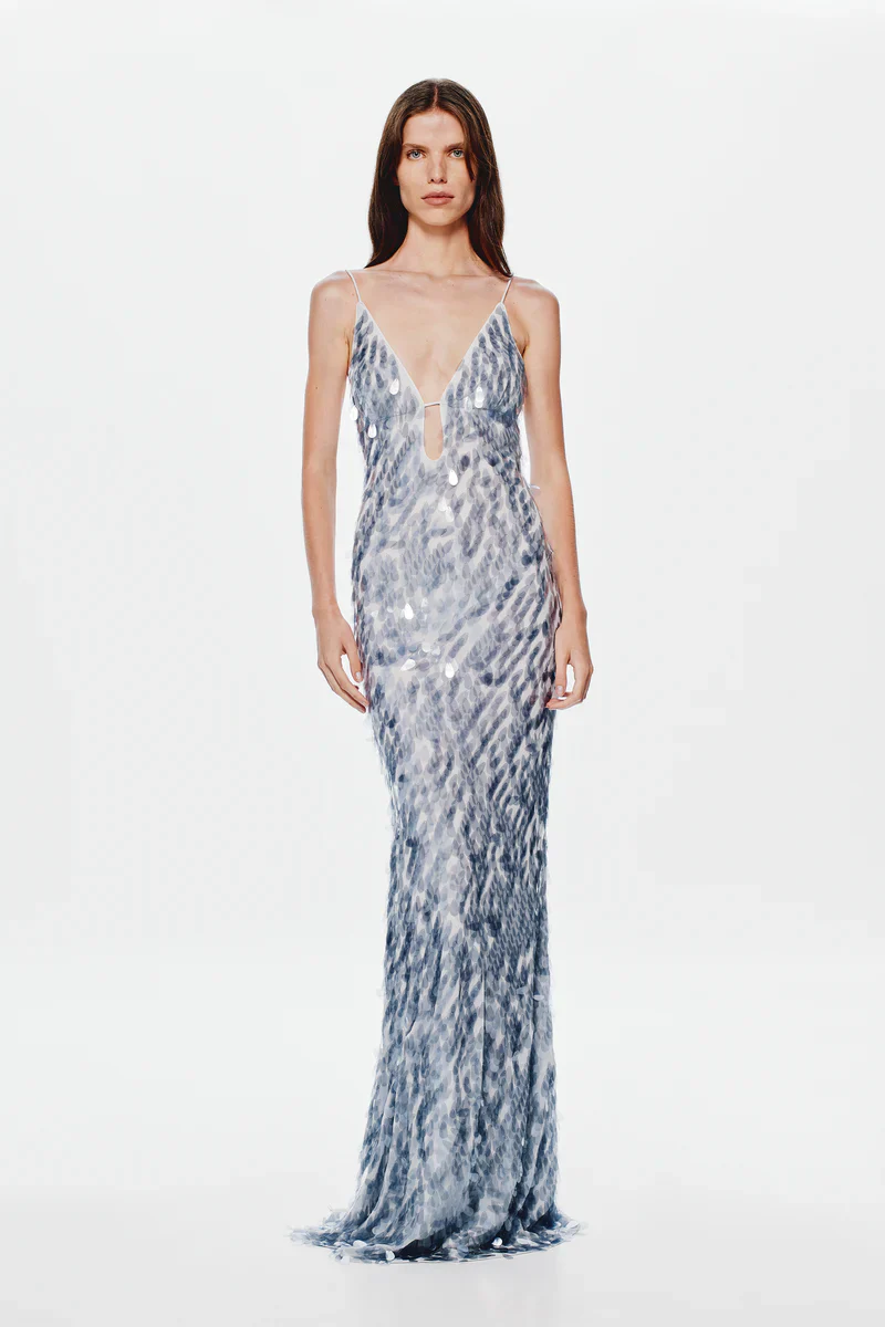 Sapphire Sequin Maxi Dress - Dove Grey - Image 3