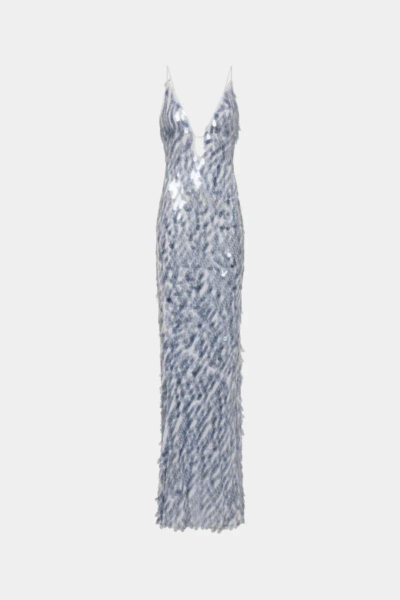 Sapphire Sequin Maxi Dress - Dove Grey - Image 4