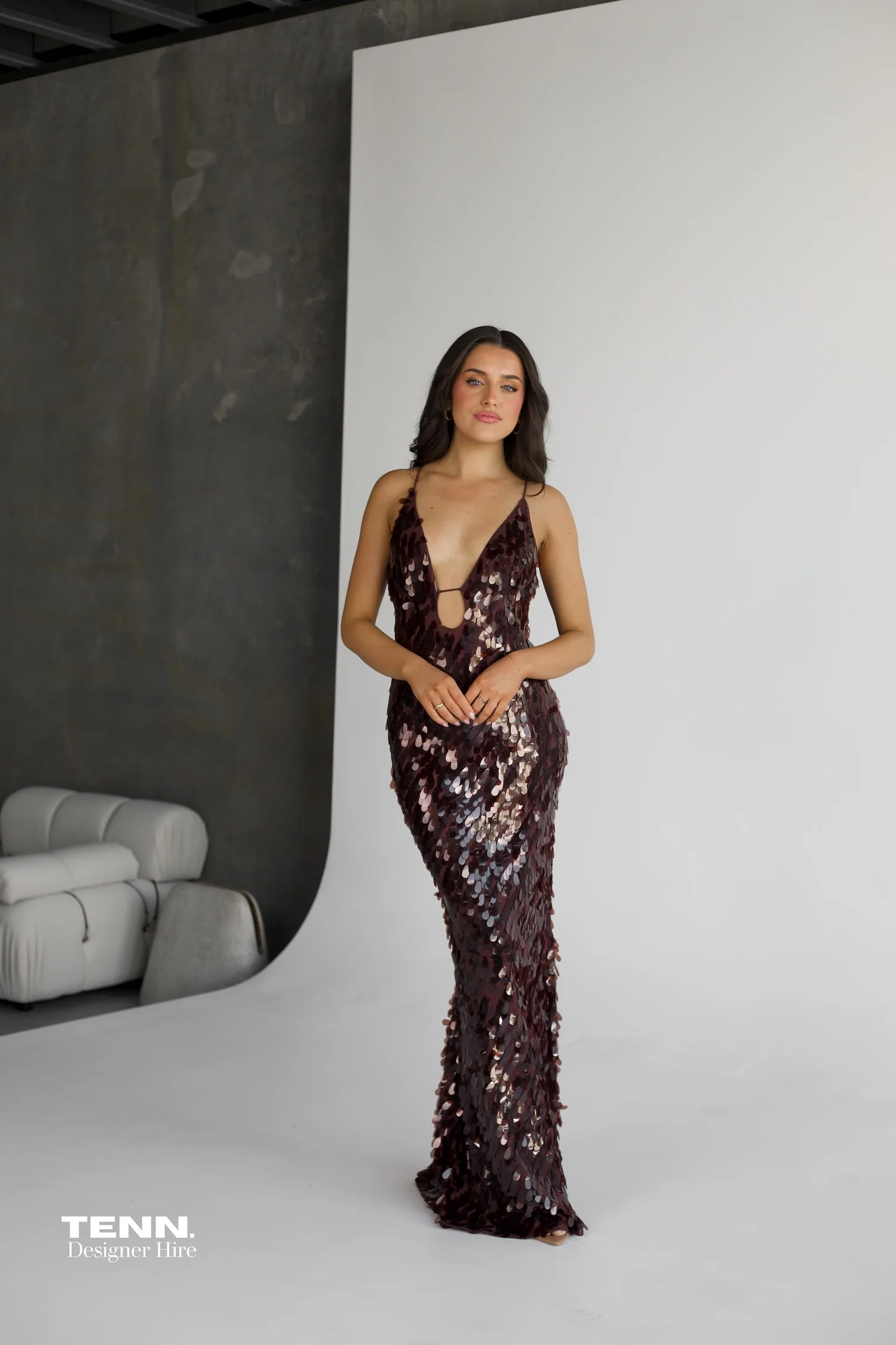 Sapphire Sequin Maxi Dress - Fig - Image 3