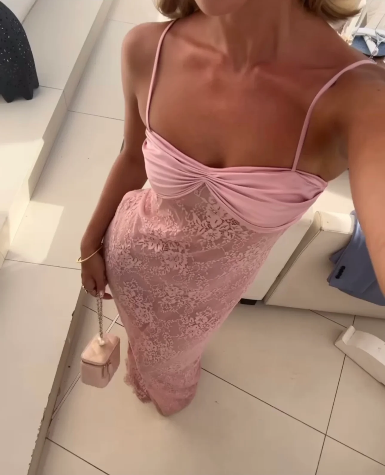 Swan Slip maxi Dress - Dusty Pink - Image 2