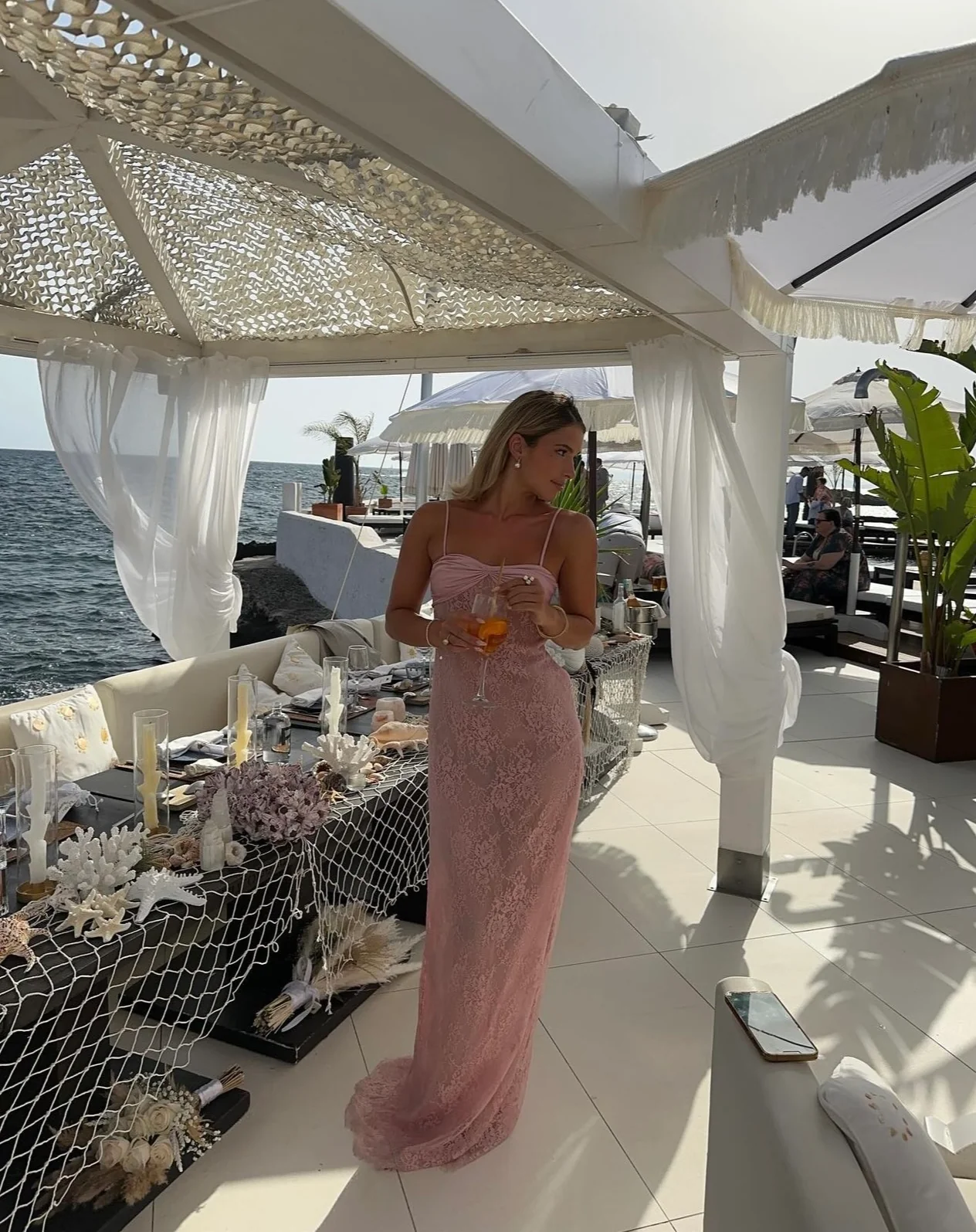 Swan Slip maxi Dress - Dusty Pink - Image 3