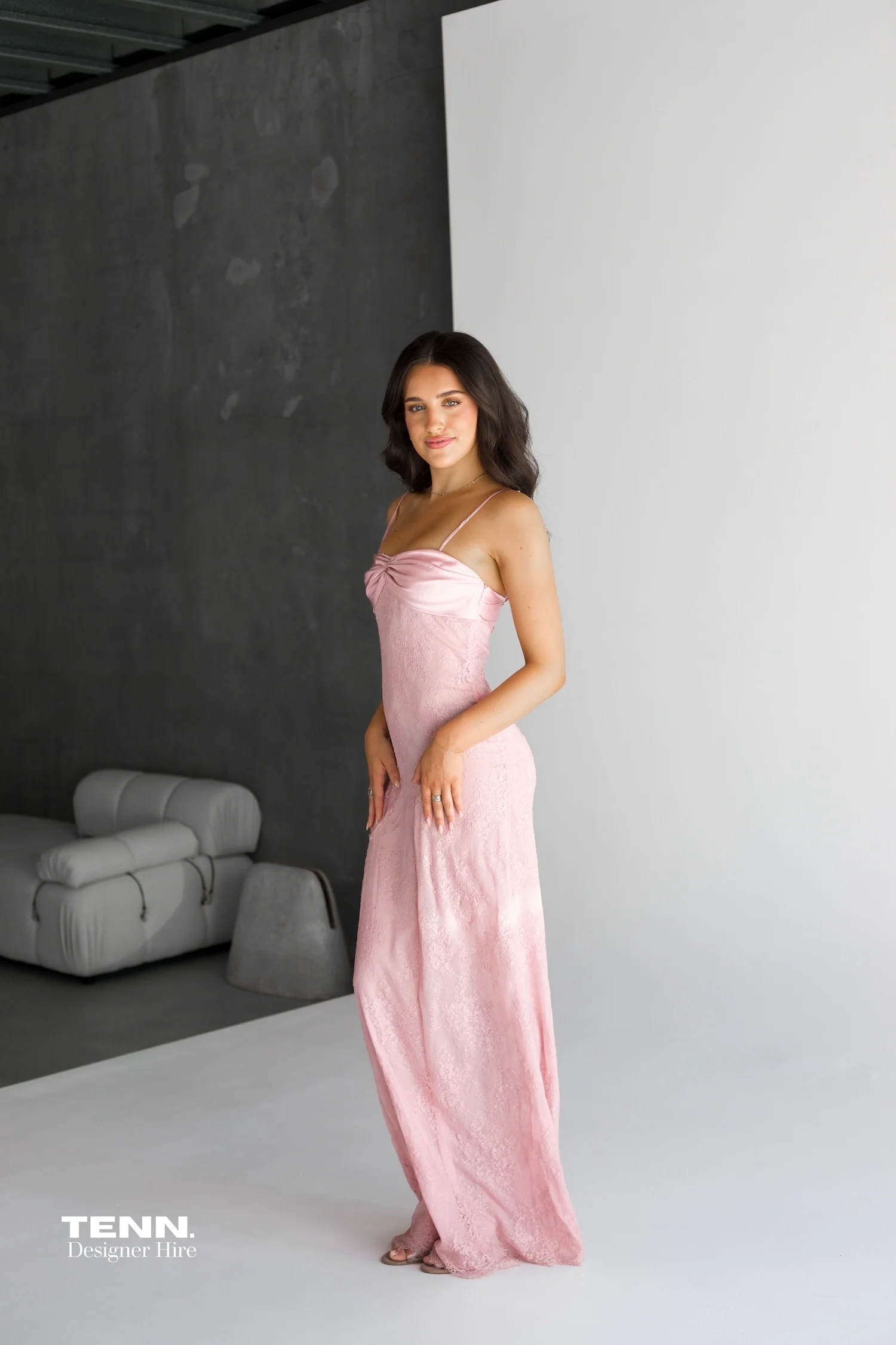 Swan Slip maxi Dress - Dusty Pink - Image 5