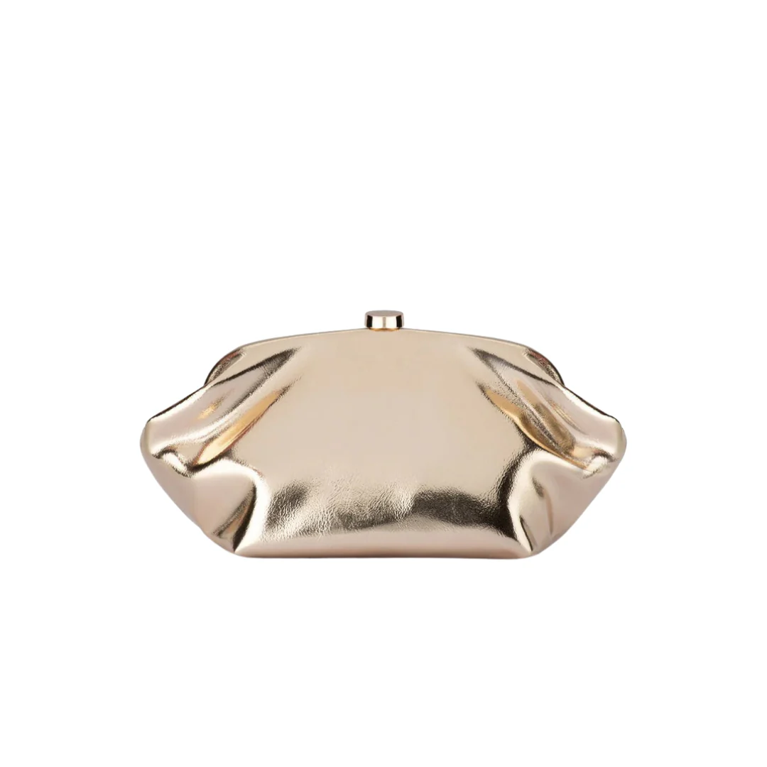Tally Metallic Clutch - Gold