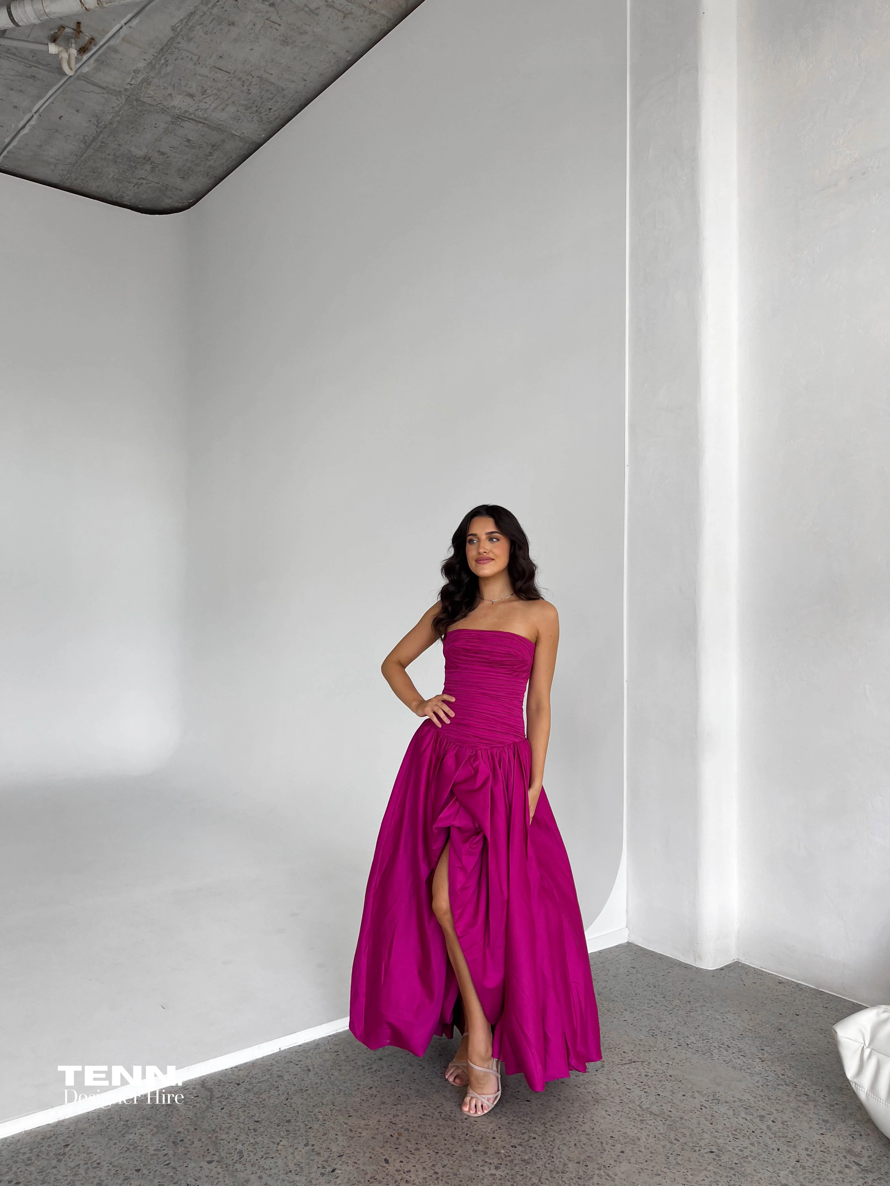 Violette Bubble hem Maxi Dress - Magenta - Image 5