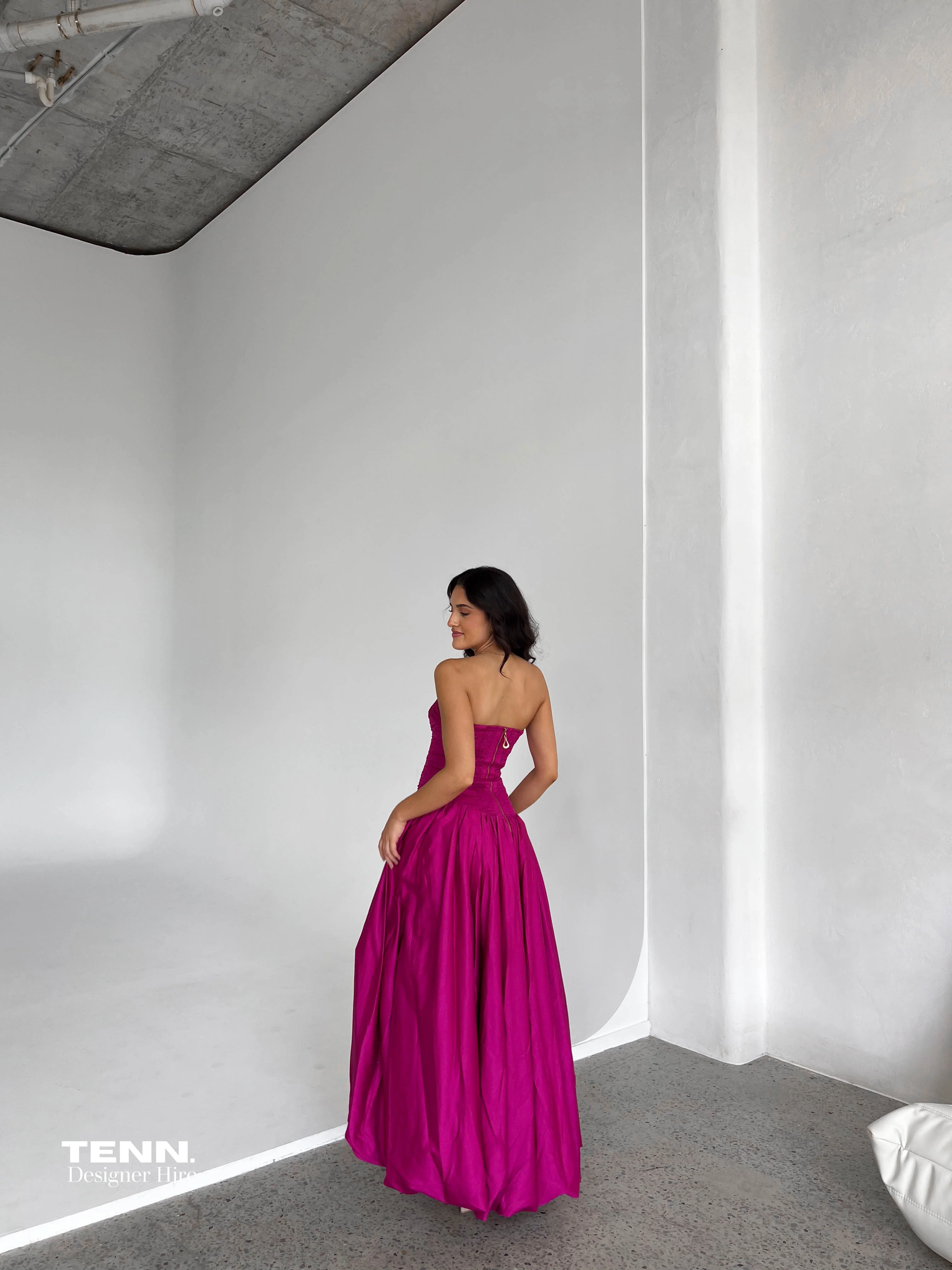 Violette Bubble hem Maxi Dress - Magenta - Image 7