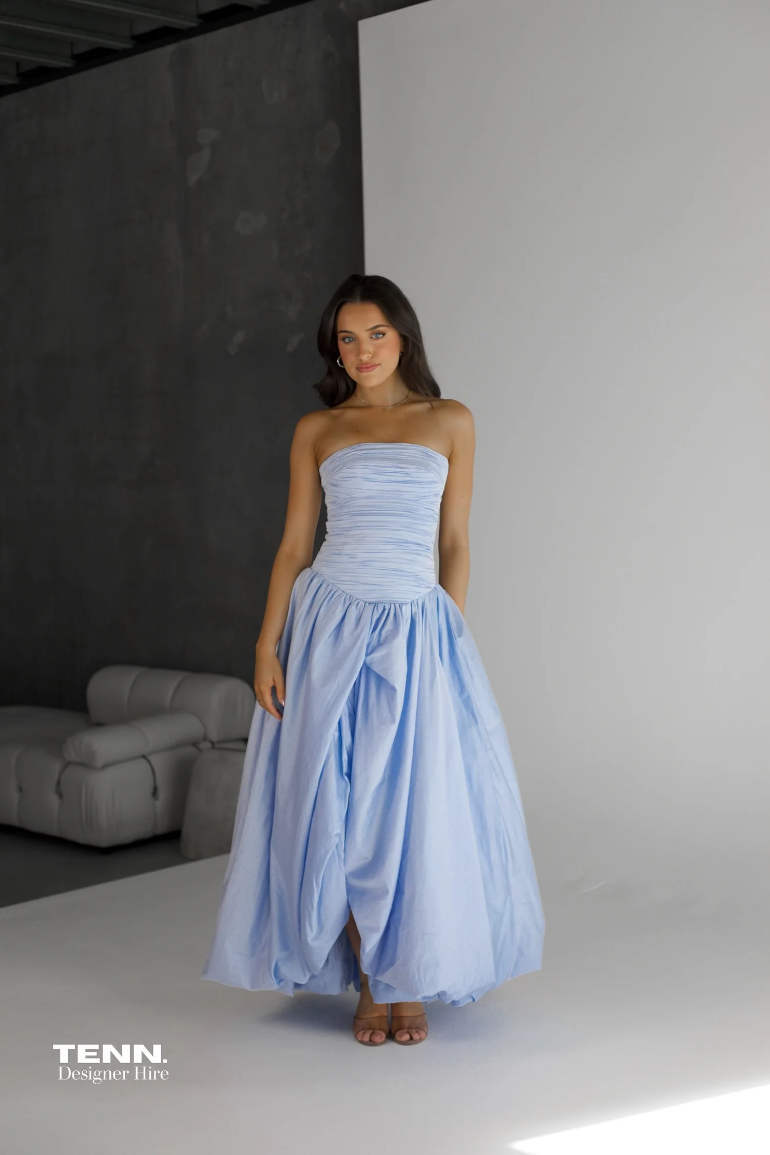 Violette Bubble hem Maxi Dress - Pearl Blue