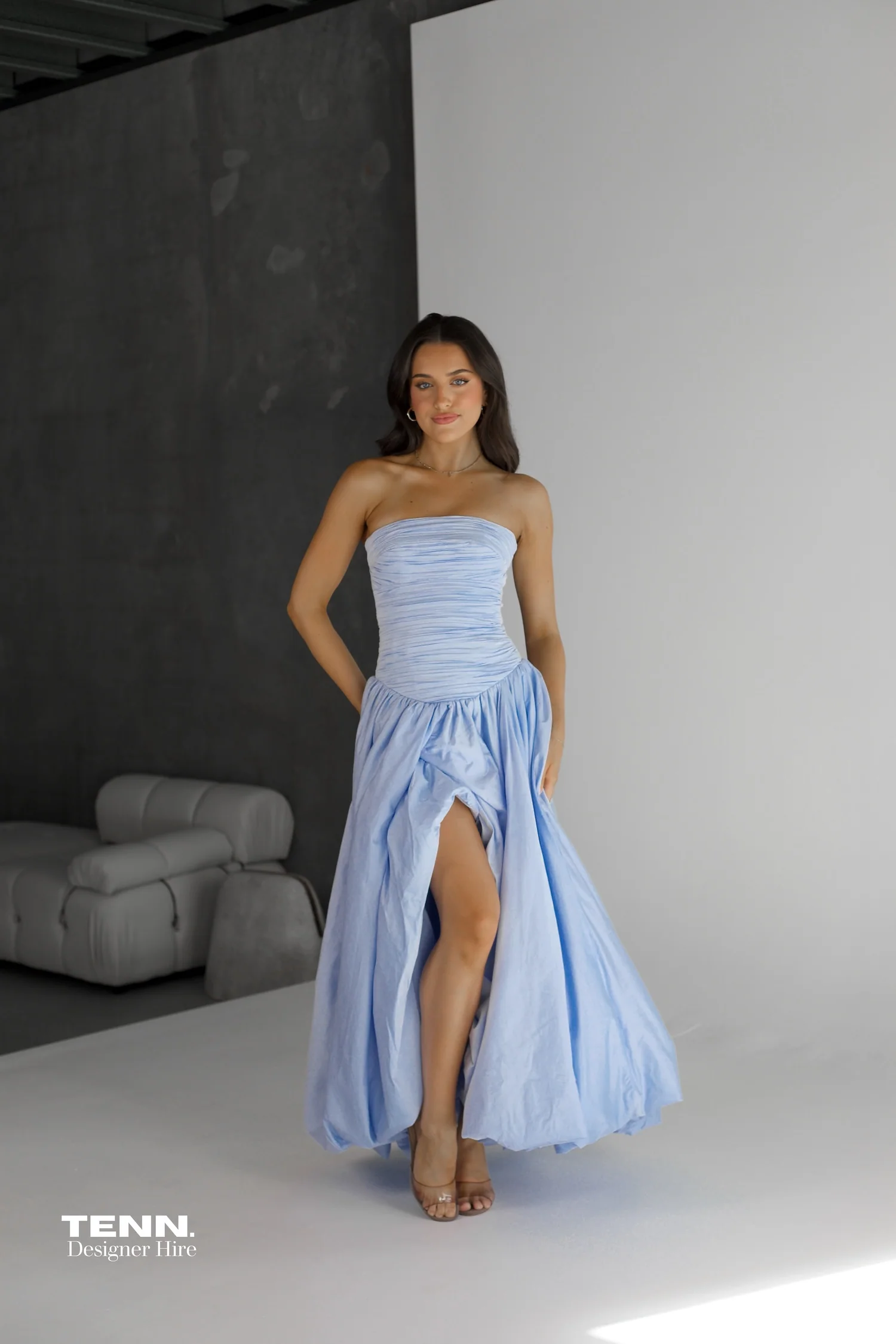 Violette Bubble hem Maxi Dress - Pearl Blue - Image 3