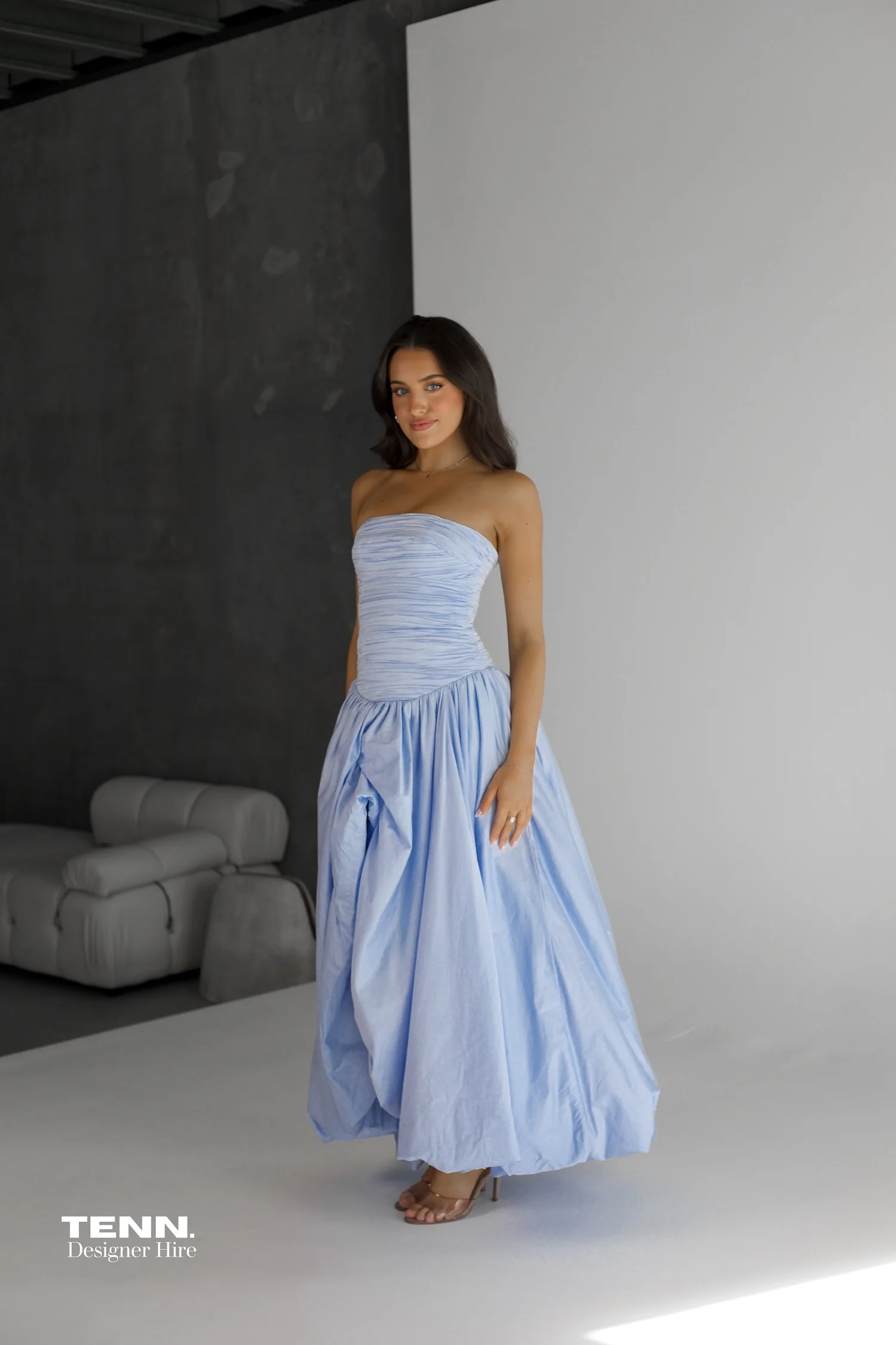 Violette Bubble hem Maxi Dress - Pearl Blue - Image 4