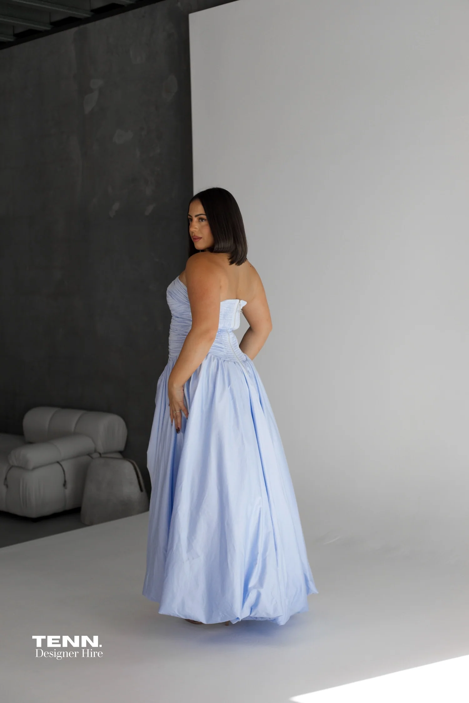 Violette Bubble hem Maxi Dress - Pearl Blue - Image 5