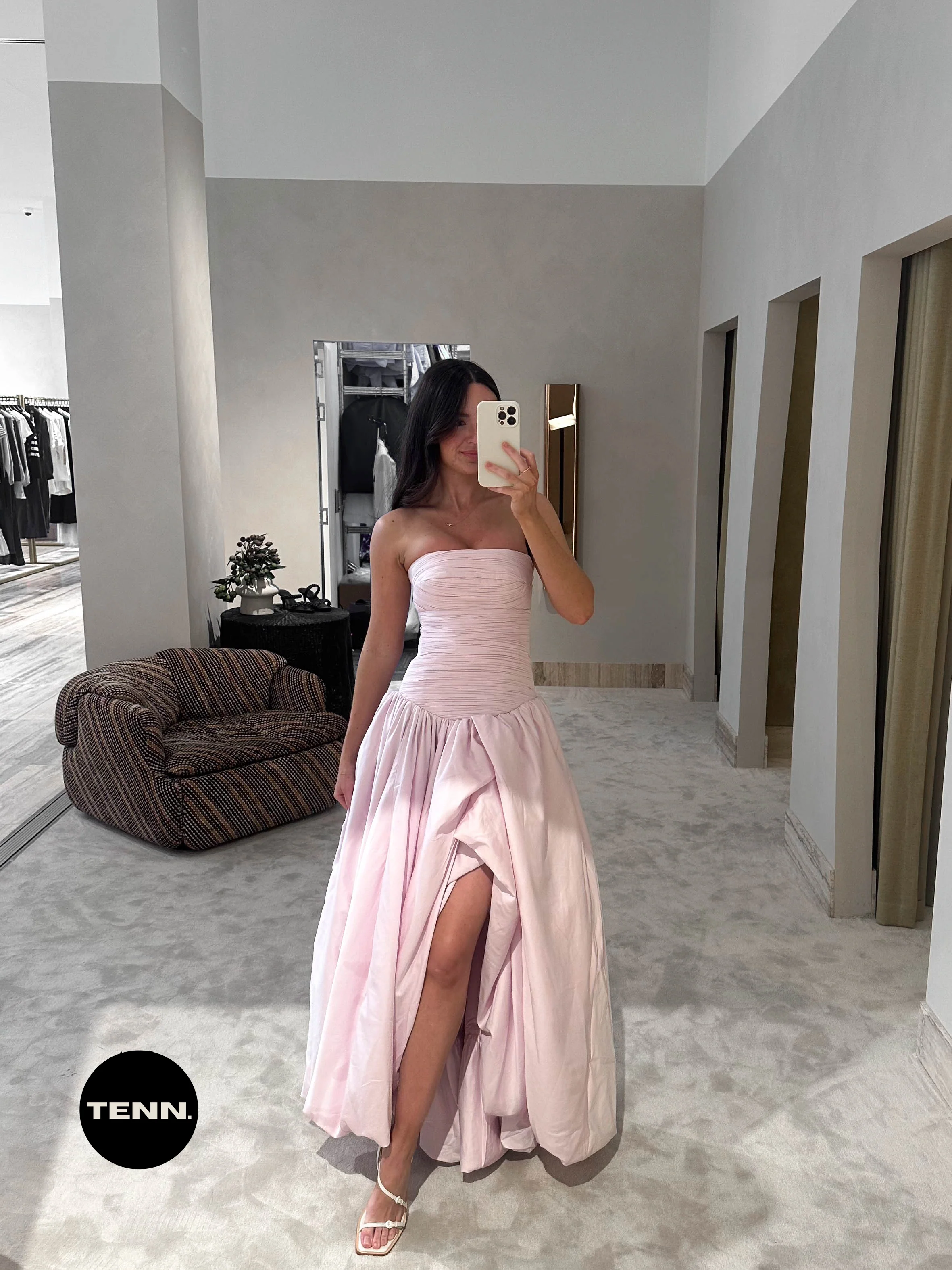 Violette Bubble hem Maxi Dress - Pink - Image 3